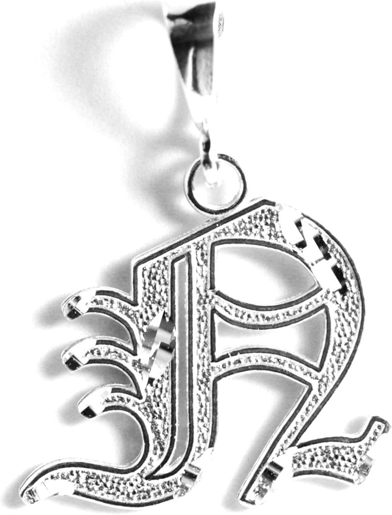 Deidreamers Personalized Gothic Old english Sterling Silver Initial A-Z Pendant. - Image 1